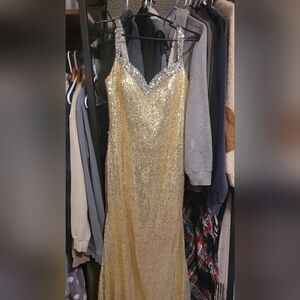 Gold Sequin Dress with Silver Accents